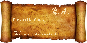 Machnik Absa névjegykártya